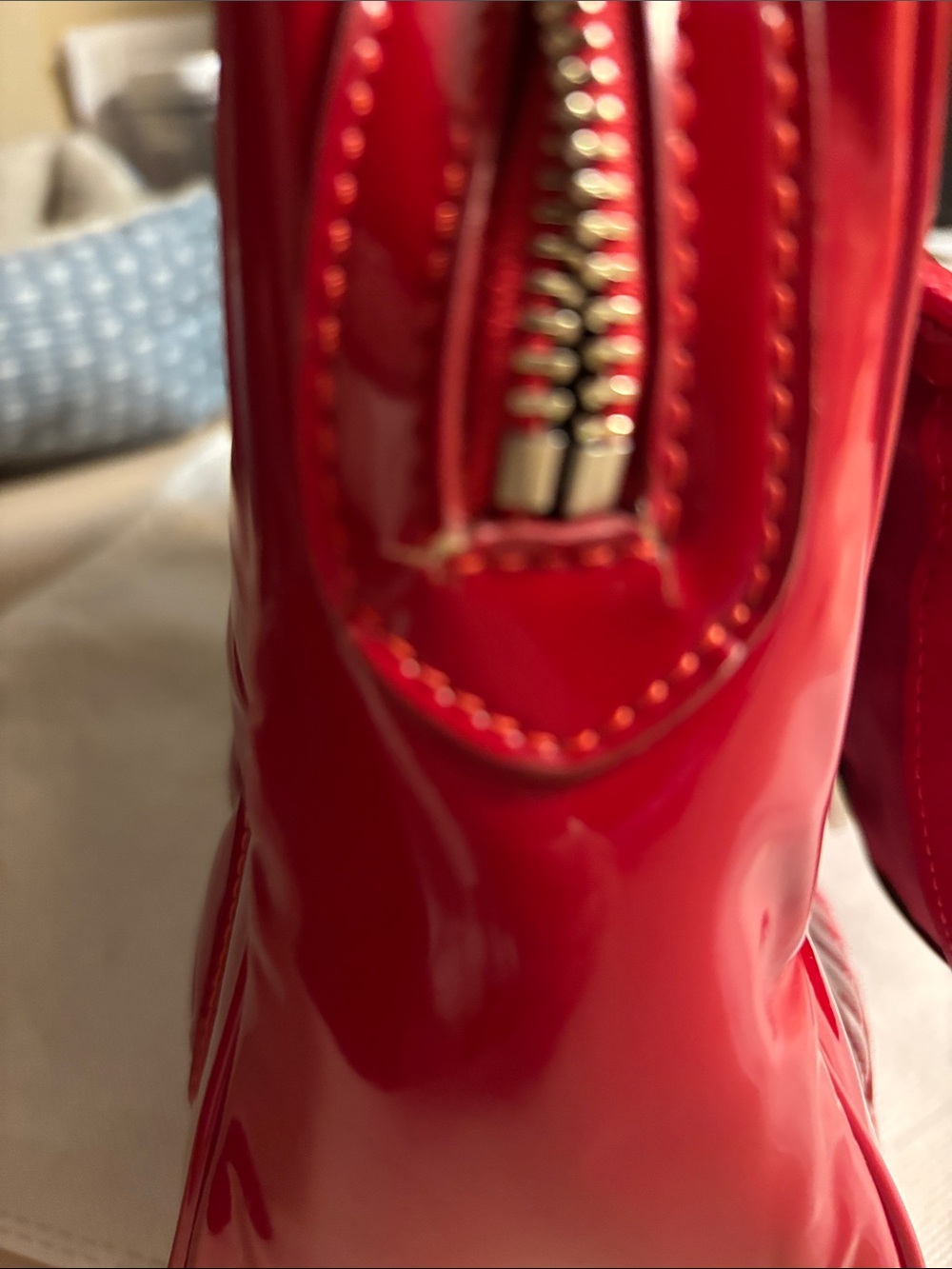 Coach Poppy Red Quilted Liquid Gloss Satchel. - Picture 12 of 16